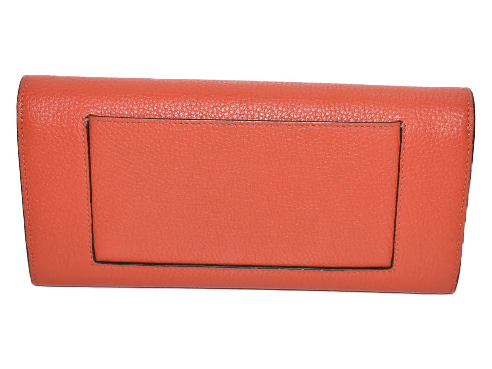 Celine Leather Wallet Long Multifunction Flap Tone Orange Two Black
